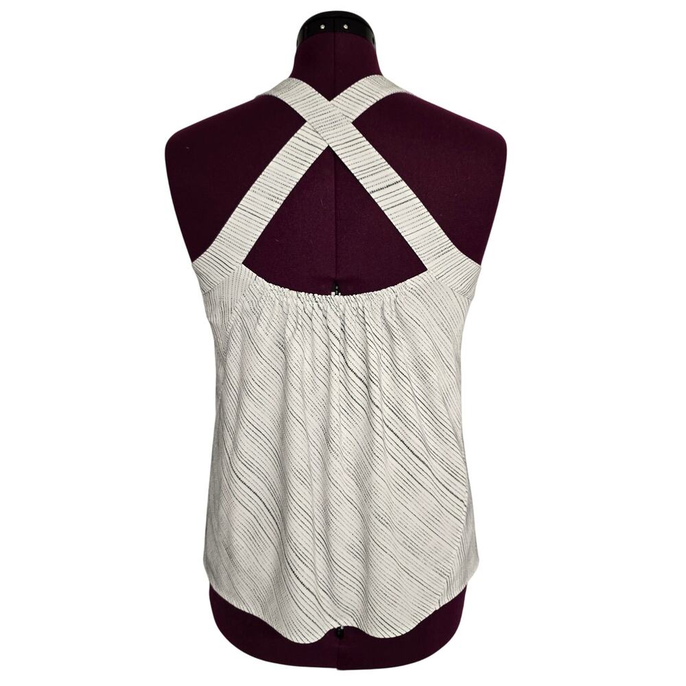 Women's Athleta Black & White Striped Criss Cross Back Athletic Tank | Size Med - Picture 3 of 11